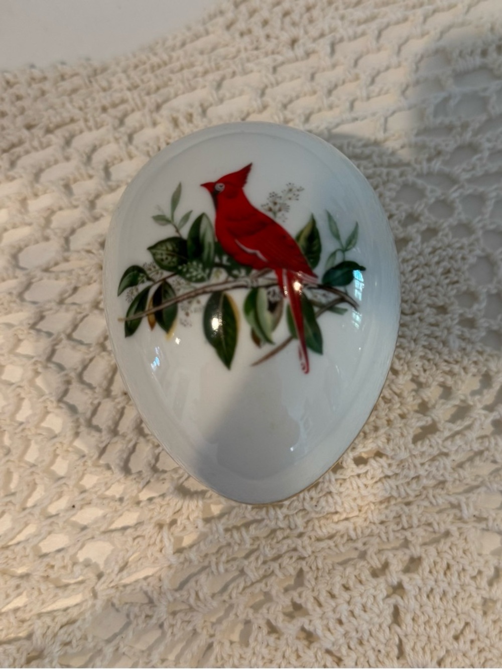 Gerold Porcelain Bavaria Cardinal Bird Trinket Dish Egg Ring EUC

⸻